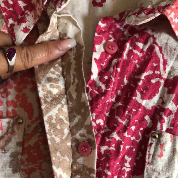 Dana Buchman XL Button Collar Sleeveless Chest Pockets Swirl Print Top - Picture 3 of 12